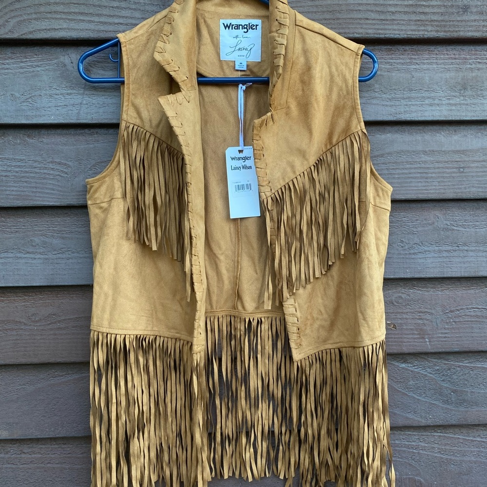 Wrangler Brown Western Vest with Fringe